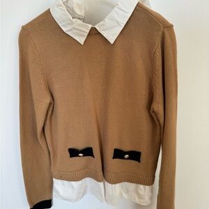 LOFT Tan Sweater with Black Details